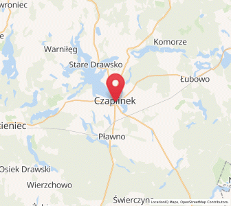 Map of Czaplinek, West Pomerania