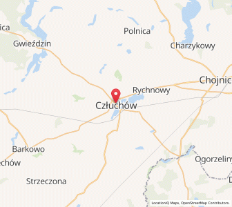 Map of Człuchów, Pomerania