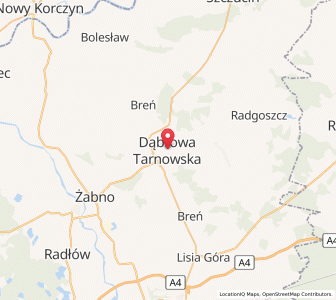 Map of Dąbrowa Tarnowska, Lesser Poland