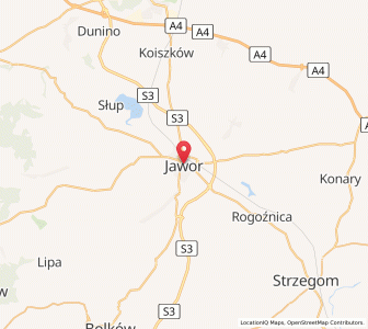 Map of Jawor, Lower Silesia