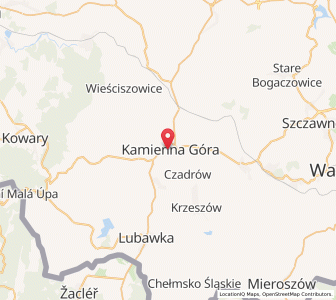 Map of Kamienna Góra, Lower Silesia
