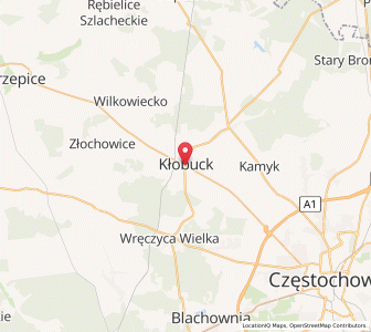 Map of Kłobuck, Silesia