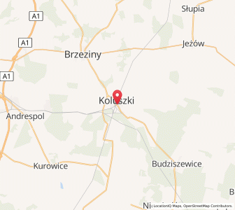 Map of Koluszki, Łódź Voivodeship