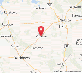 Map of Kozłowo, Warmia-Masuria