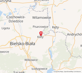 Map of Kozy, Silesia