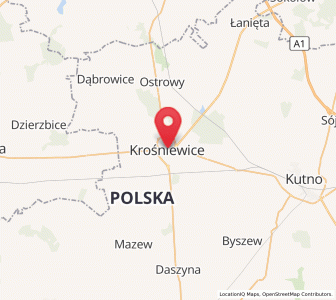 Map of Krośniewice, Łódź Voivodeship