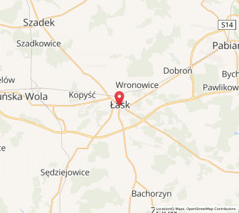 Map of Łask, Łódź Voivodeship