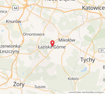 Map of Łaziska Górne, Silesia