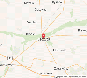 Map of Łęczyca, Łódź Voivodeship