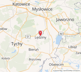 Map of Lędziny, Silesia