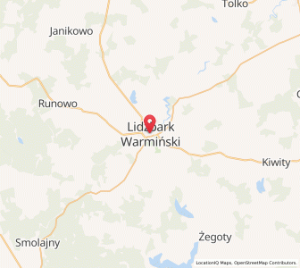Map of Lidzbark Warmiński, Warmia-Masuria