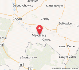 Map of Małomice, Lubusz
