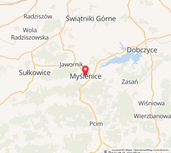 Map of Myślenice, Lesser Poland