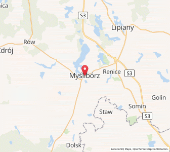 Map of Myślibórz, West Pomerania