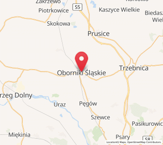 Map of Oborniki Śląskie, Lower Silesia