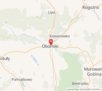 Map of Oborniki, Greater Poland