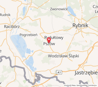 Map of Pszów, Silesia