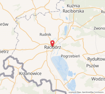 Map of Racibórz, Silesia