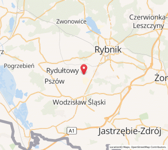 Map of Radlin, Silesia