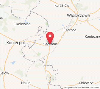 Map of Secemin, Świętokrzyskie