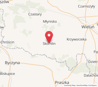 Map of Skomlin, Łódź Voivodeship