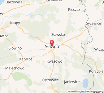 Map of Sławno, West Pomerania