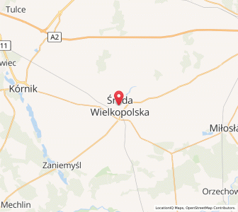 Map of Środa Wielkopolska, Greater Poland