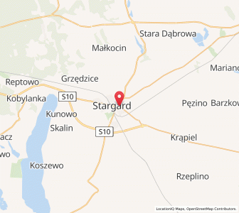 Map of Stargard, West Pomerania