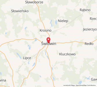 Map of Świdwin, West Pomerania