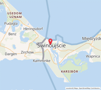 Map of Świnoujście, West Pomerania