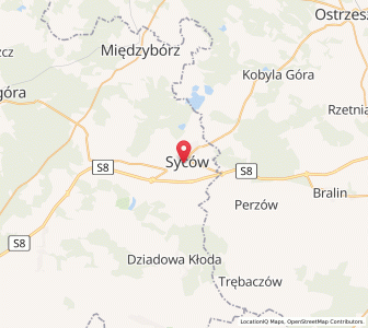 Map of Syców, Lower Silesia