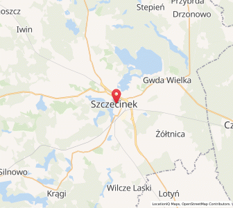 Map of Szczecinek, West Pomerania