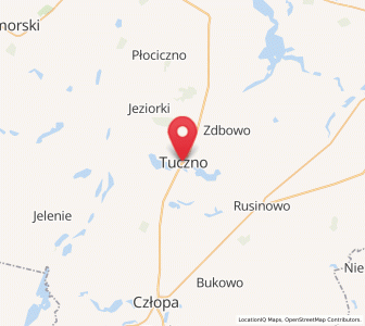 Map of Tuczno, West Pomerania