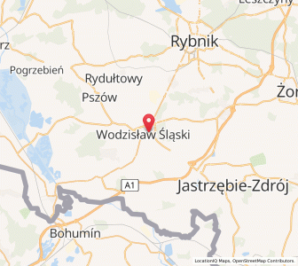 Map of Wodzisław Śląski, Silesia