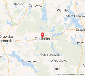 Map of Złocieniec, West Pomerania