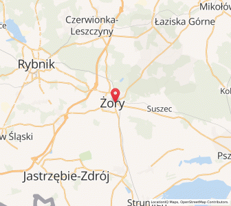 Map of Żory, Silesia