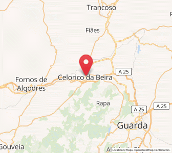 Map of Celorico da Beira, Guarda