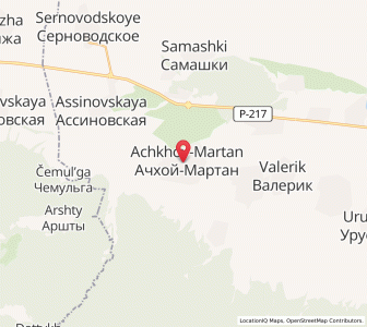 Map of Achkhoy-Martan, Chechnya