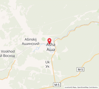 Map of Asha, Chelyabinsk