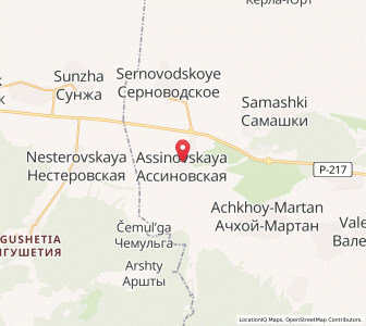 Map of Assinovskaya, Chechnya