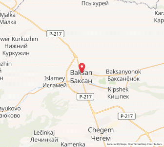 Map of Baksan, Kabardino-Balkariya Republic