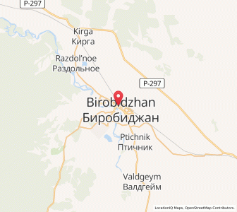 Map of Birobidzhan, Jewish Autonomous Oblast