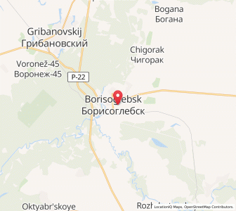 Map of Borisoglebsk, Voronezh Oblast