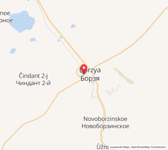 Map of Borzya, Zabaykalskiy (Transbaikal) Kray