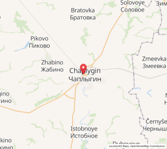Map of Chaplygin, Lipetsk Oblast