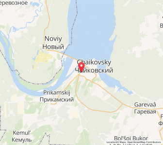 Map of Chaykovskiy, Perm Krai
