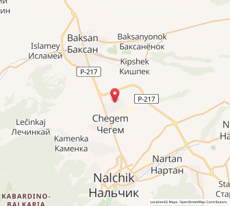 Map of Chegem Vtoroy, Kabardino-Balkariya Republic