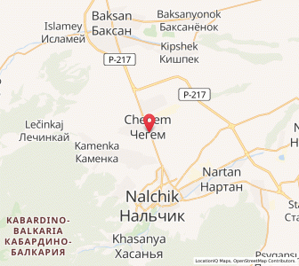 Map of Chegem, Kabardino-Balkariya Republic