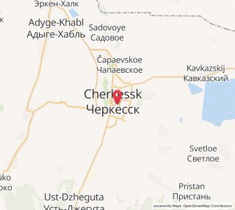 Map of Cherkessk, Karachayevo-Cherkesiya Republic