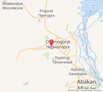 Map of Chernogorsk, Khakasiya Republic